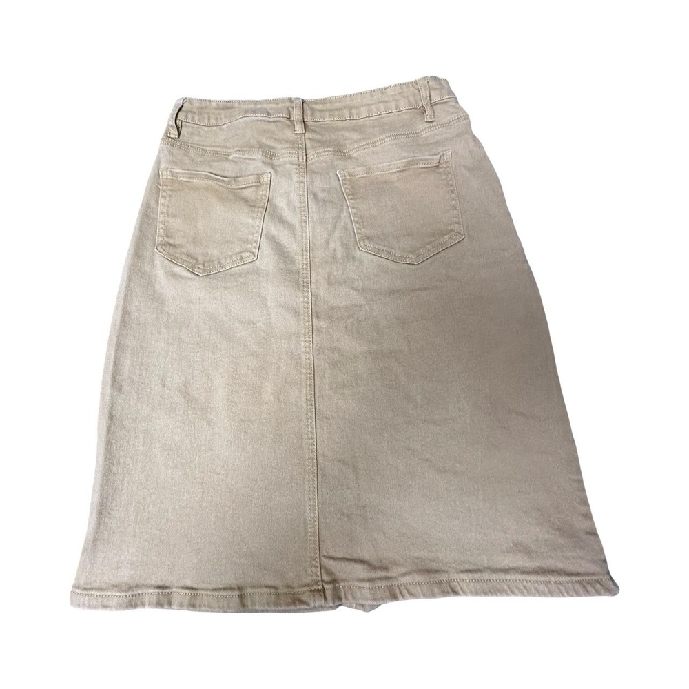 The Main Street Exchange Skirt Womens 8 Tan Denim Mini A-Line Utility Pockets - Picture 2 of 6